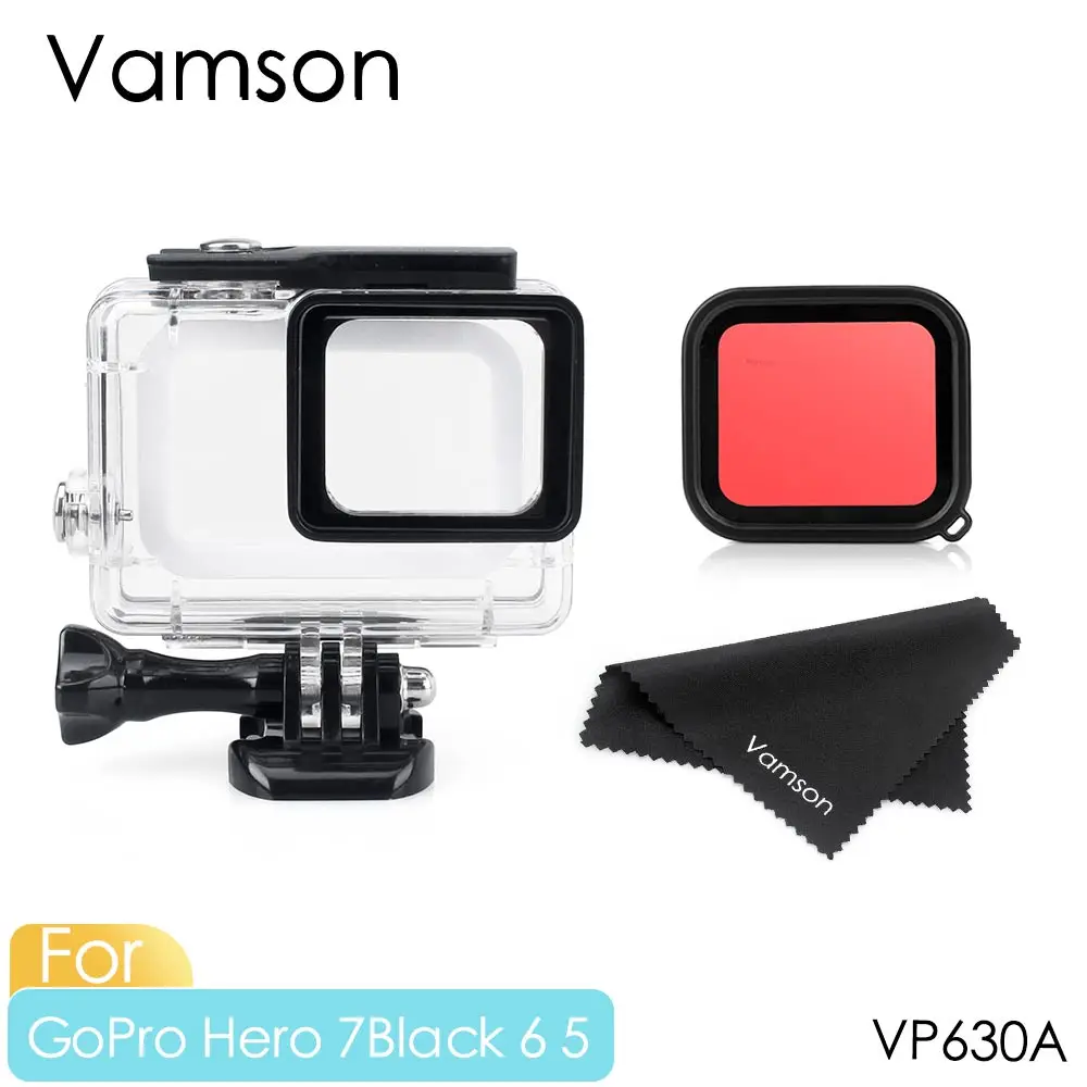 Vamson для Gopro Hero 7 6 5 Черный Водонепроницаемый защитный корпус чехол для дайвинга 60 м аксессуары комплект для Go pro 7 6 5 камеры VP630 - Цвет: VP630A