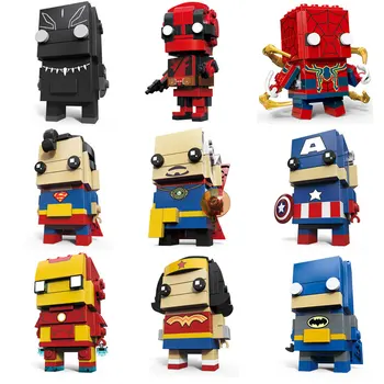 

Spiderman America Captian Deadguaro Dark Panther Blocks Children Toy Square Head Dragon Ball Deformation Series The Robot