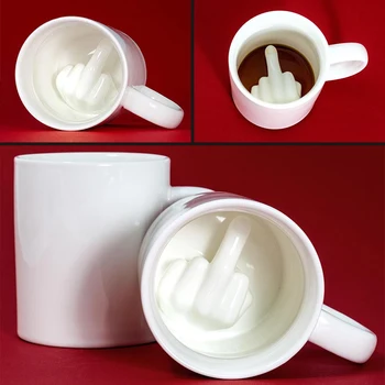 

Middle Finger Cup 350ml Ceramic Coffee Cup Up Yours Thumbs Up MIddle Finger Inside Ceramic Mugs Funny Cup for Milk Juice or Tea
