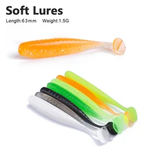 

Hanlin 5Pcs 50/63/70mm Soft Lure Wobblers Fishing Lures Silicone Bait Shad Worm Carp Fishing Artificial Bass Pike Fishing Tackle