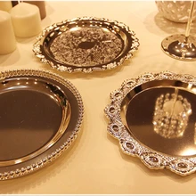 European Wedding Dessert Table Cake Tray Afternoon Tea Buffet Cookie Tray Gold and Silver Baking Cake Tray