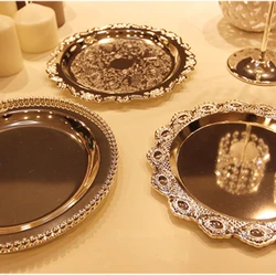 European Wedding Dessert Table Cake Tray Afternoon Tea Buffet Cookie Tray Gold and Silver Baking Cake Tray