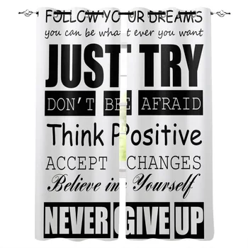 

Positive Energy Text On White Background Printed Window Curtains Living Room Bedroom Curtains Polyester Cloth Home Decor