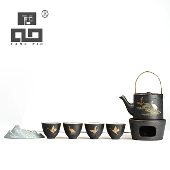 

TANGPIN ceramic teapot kettles with 3 cups flying crane chinese kung fu tea sets drinkware