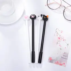 Tinta negra de 0,5mm con cabeza de gato, pluma de tinta de Gel, papelería, suministros escolares para oficina