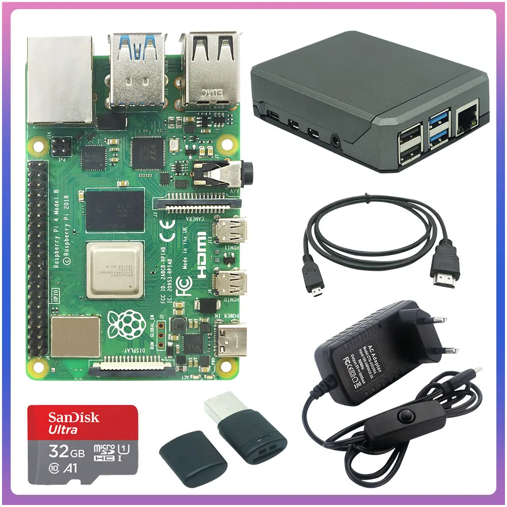 Raspberry Pi 4 Modello B 2Gb/4Gb/8Gb Ram + Custodia Argon Neo + Adattatore Di Alimentazione + Scheda Sd Da 32Gb + Cavo Compatibile Hdmi Per Raspberry 