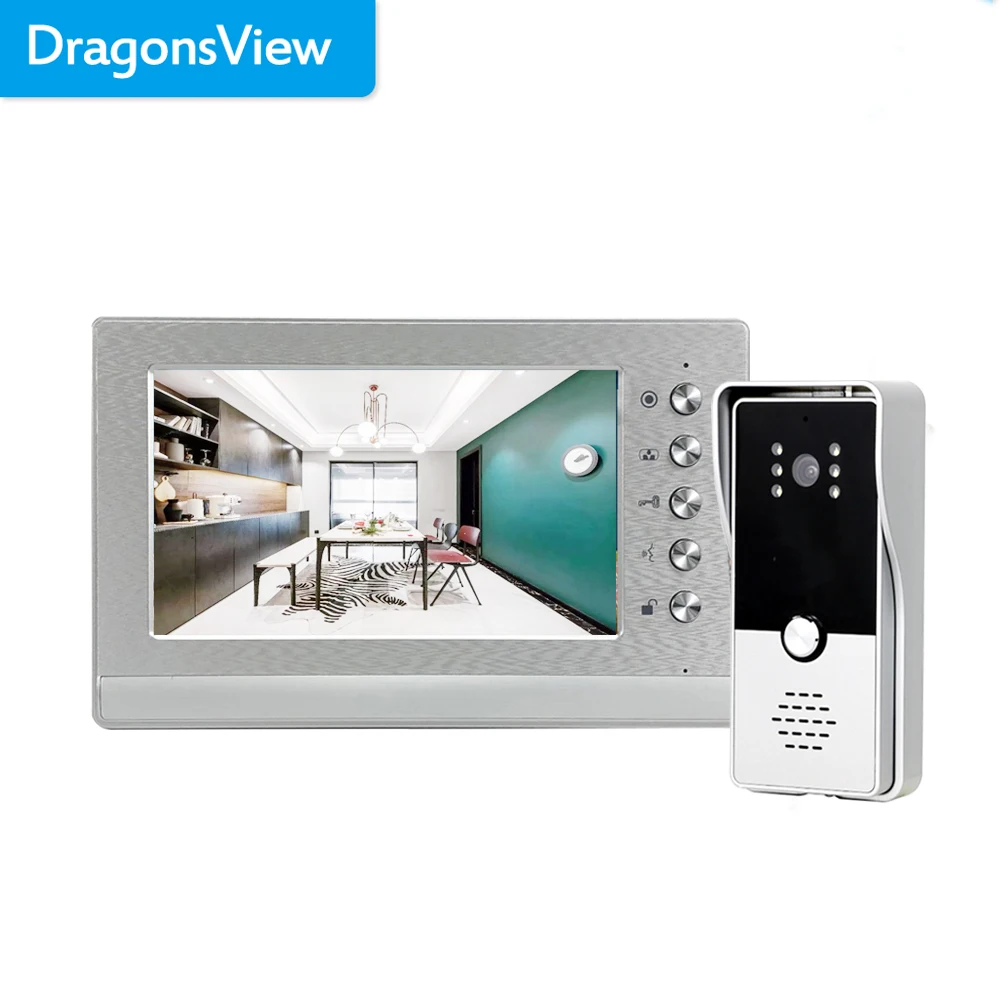 Dragonsview 7 Inch Video Door Phone Intercom System Indoor Monitor Talk Unlock door phone intercom Door Intercom Systems