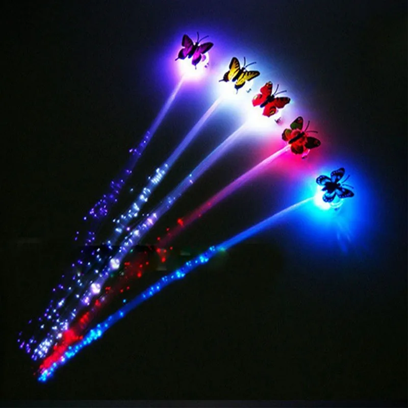 wedding decoration Luminous LED Butterfly Hair Extension Flash Braid Party Girl Hair For Xmas Halloween Night Lights Decoration (5)