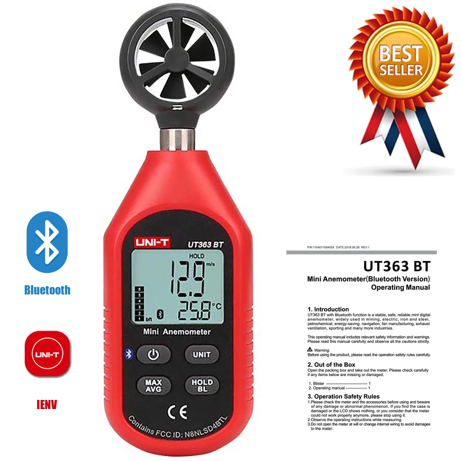 Wind Meter Anemometer Bluetooth Anemometer Wind Speed Meter Bt