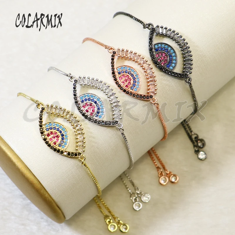 10 шт. браслеты в форме глаз разноцветные браслеты с кристаллами крошечный циркон аксессуары соединители браслеты ювелирные изделия для женщин 56016