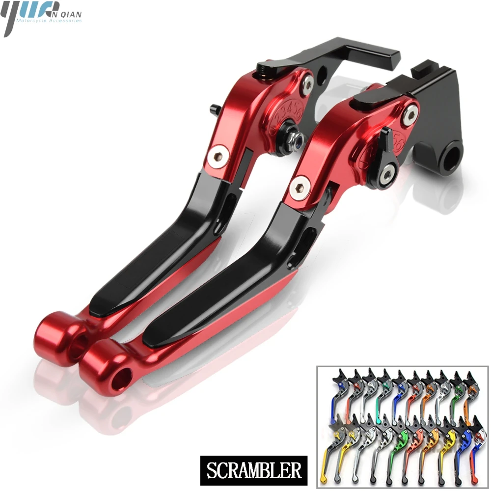 

With SCRAMBLER LOGO Motorcycle Folding Extendable Brake Clutch Levers FOR DUCATI SCRAMBLER 2006-2016 2015 2014 2013 2012 2011 10