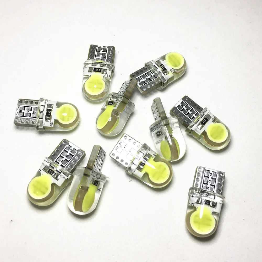 

100 шт. T10 W5W LED COB Белый номерной знак Ligh автомобильные лампы приборные фары поворотники зазор сигнала фары 168 194 лампа багажника 12 В
