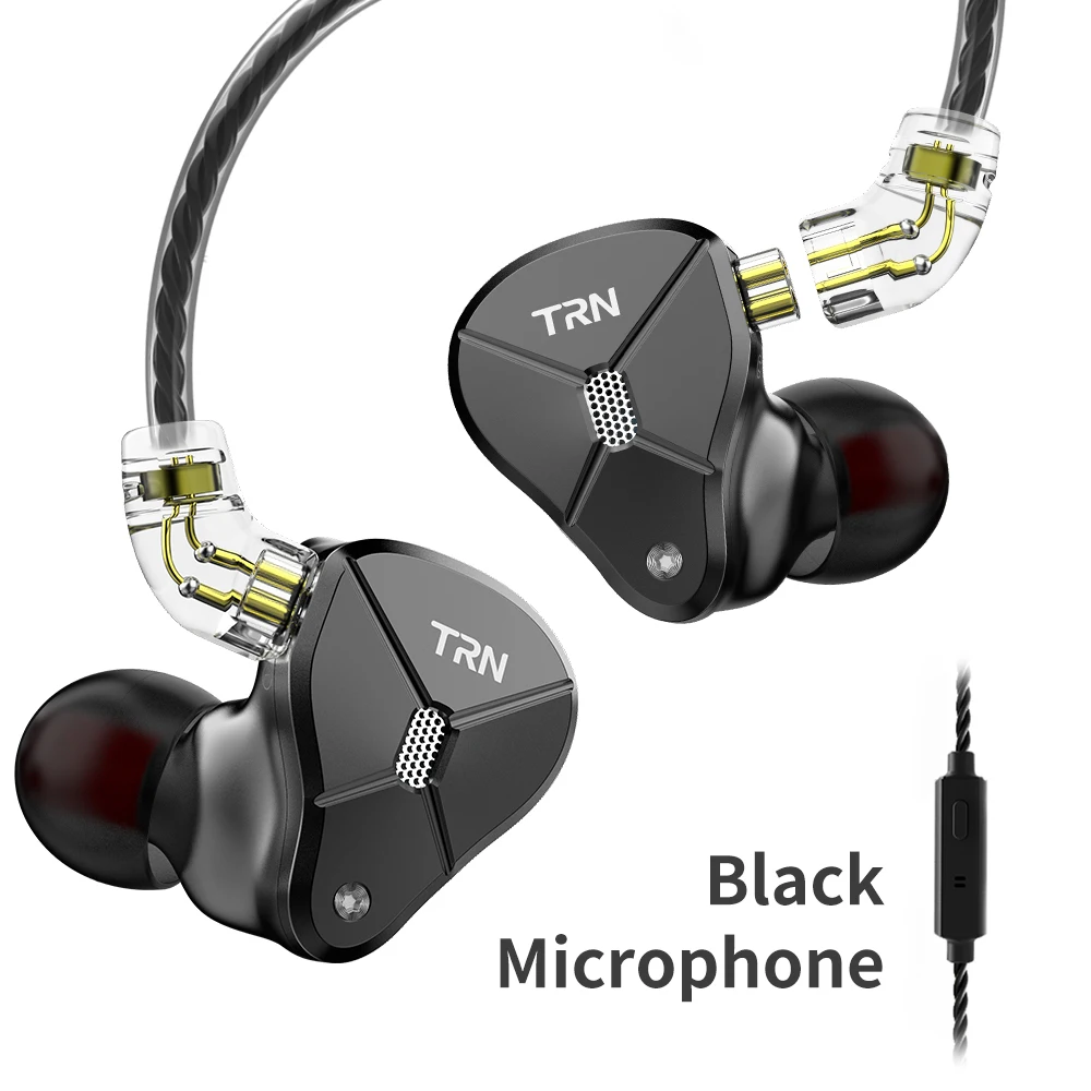 TRN BA5 5BA HIFI наушники 10 шт сбалансированные арматурные наушники в ухо Металлические мониторные наушники с шумоподавлением наушники ZS10PRO ZSX V90 - Цвет: black with mic