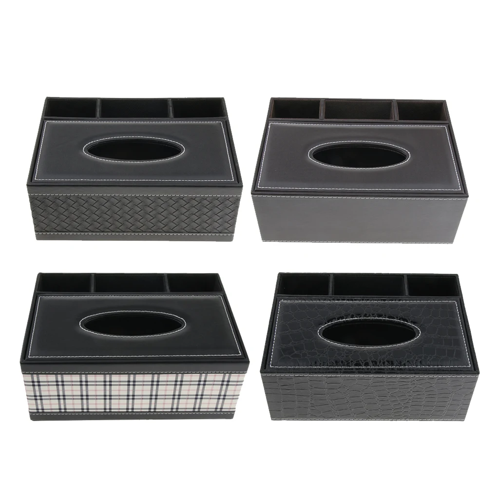 PU Leather Tissue Box Paper Home Car Phone Holder Dispenser Organizer for Home Living Room R=Tabletop Decor Car Office Use