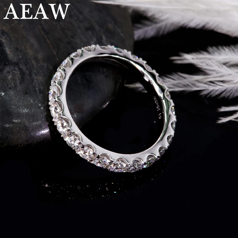 AEAW 14K белое золото 2 мм свадебный браслет для женщин подарок дам Штабелируемый