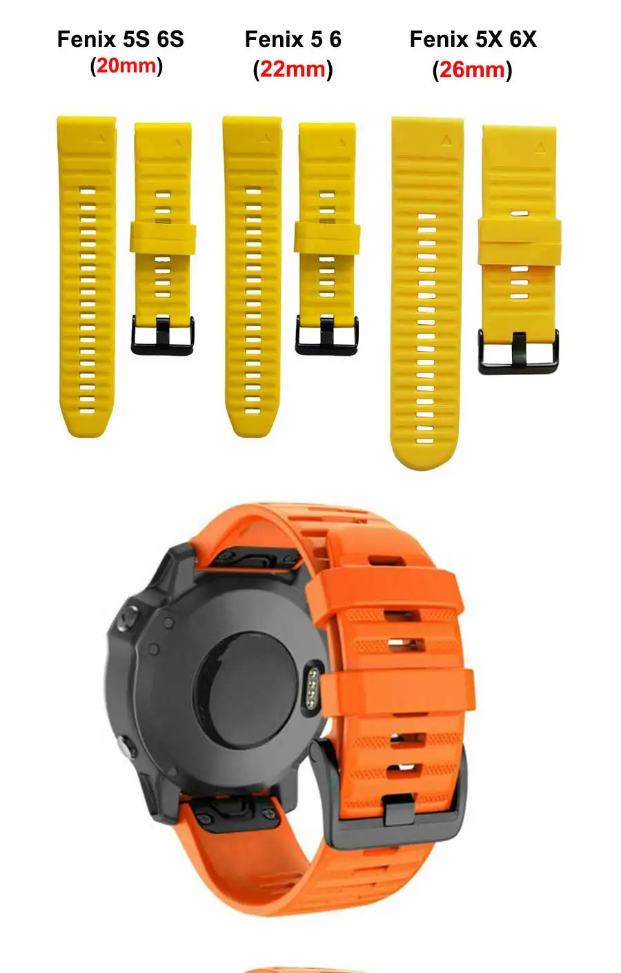 Silicone 26mm 22mm Quick Release Watchband Wrist strap for Garmin Fenix 6 6S 6X 7X 7 5X 5 5S 3 HR Watch Easyfit Watch Wrist Band
