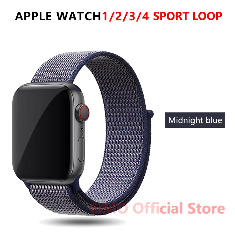 Midnight blue Ремешок apple watch 44mm 42mm 44mm 38mm 40mm нейлоновая спортивная петля iwatch series 5 4 3 2 1 ремешок для часов браслет apple watch band - Цвет ремешка: Midnight blue