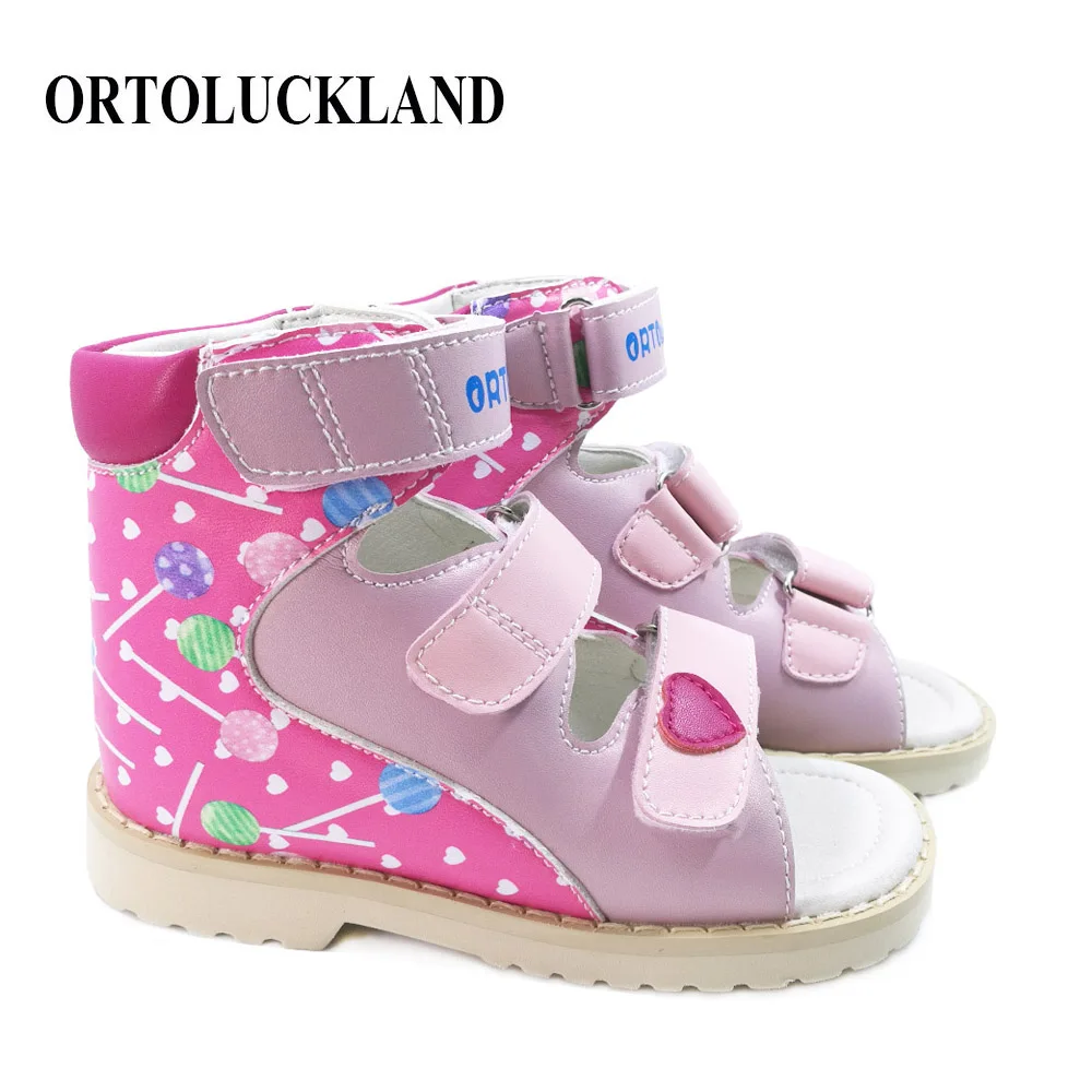 Ortoluckland/детская обувь; ортопедическая обувь для детей; танцевальные розовые летние сандалии с открытым носком для детей; коллекция года; обувь в Корейском стиле