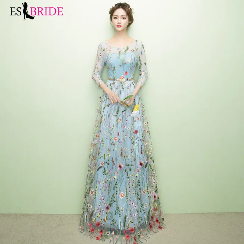 

Sexy Evening Dresses Long A-Line V-Neck Long Sleeves Lace Formal Evening Gowns Vestidos Elegantes ES30008