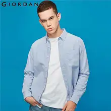 Giordano мужская приталенная рубашка slim fit,из натурального хлопка, с длинными рукавами