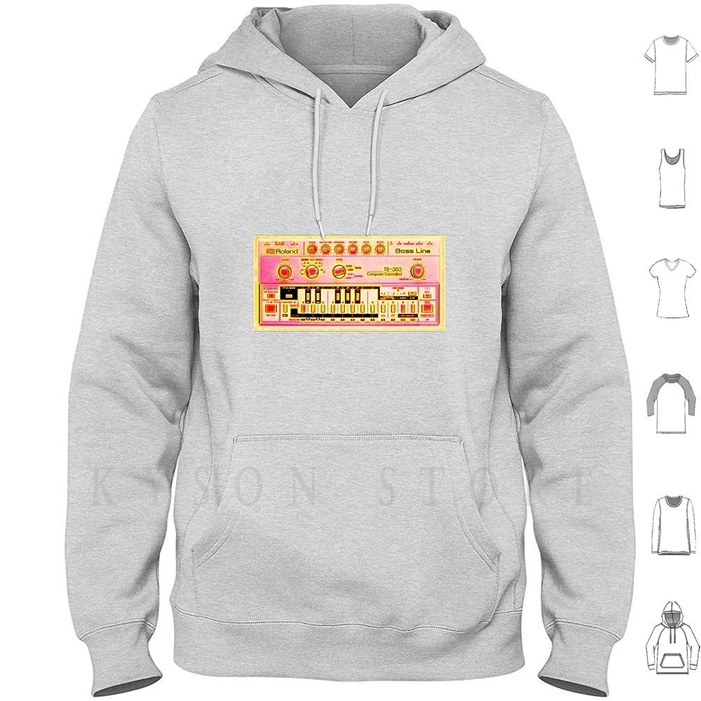 Roland Tb-303 Hoodies Long Sleeve Tb 303 Bass Line Synthesizer Retro Vintage Old School | Мужская одежда