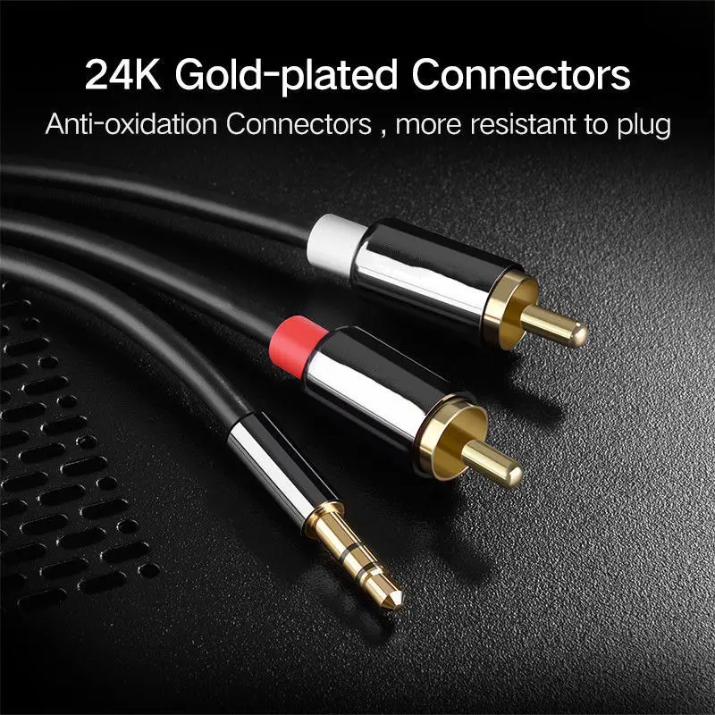 3 м HQ 5 мм мини стерео джек для 2 x RCA Twin Phono аудио Aux кабель свинцово Золотой PC TV
