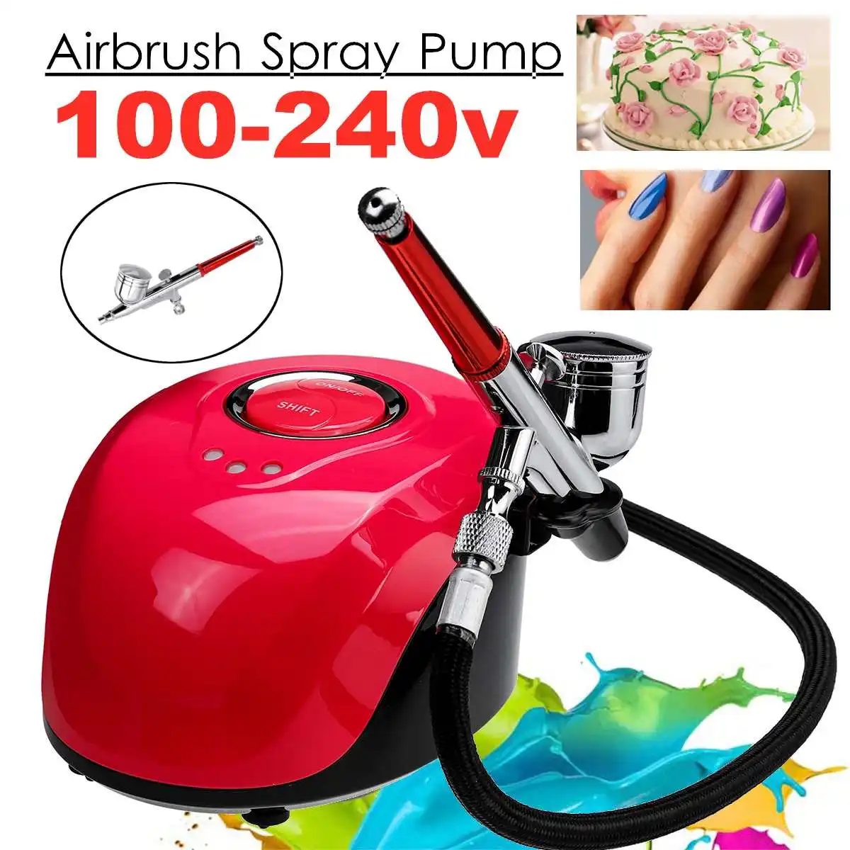 

12V DC Paint Spray-Gun Nail Art Tool-Set Airbrush-Compressor Kit Make Up Model Air-brush Painting Kit