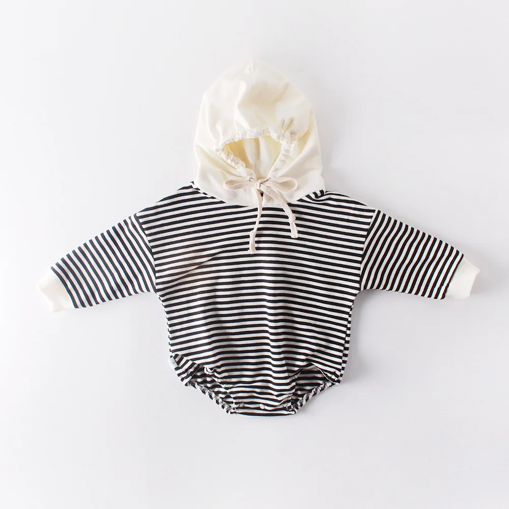 baby clothes cheap Newborn Baby Girl Boy Romper Toddler Jumpsuit Girls Stripes Long Sleeve Hooded Clothes Infant Boy Children Thicker Outfit Autumn Baby Bodysuits classic