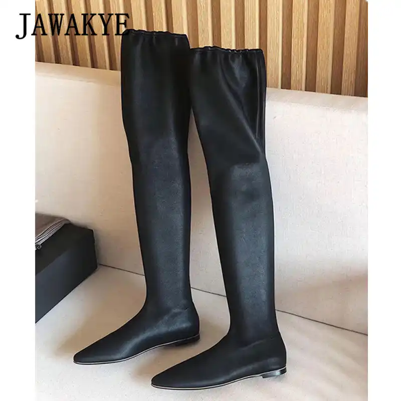 thigh high sock boots flat