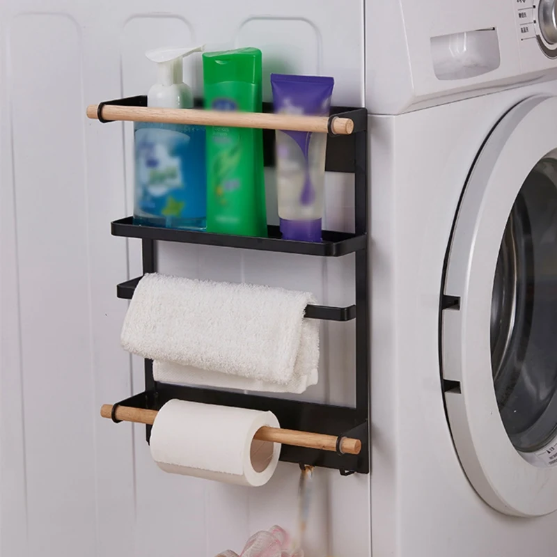 

Refrigerator Side Shelf Fridge Magnetic Organizer Rustproof Spice Jars Paper Towel Holder Rack Multi Use