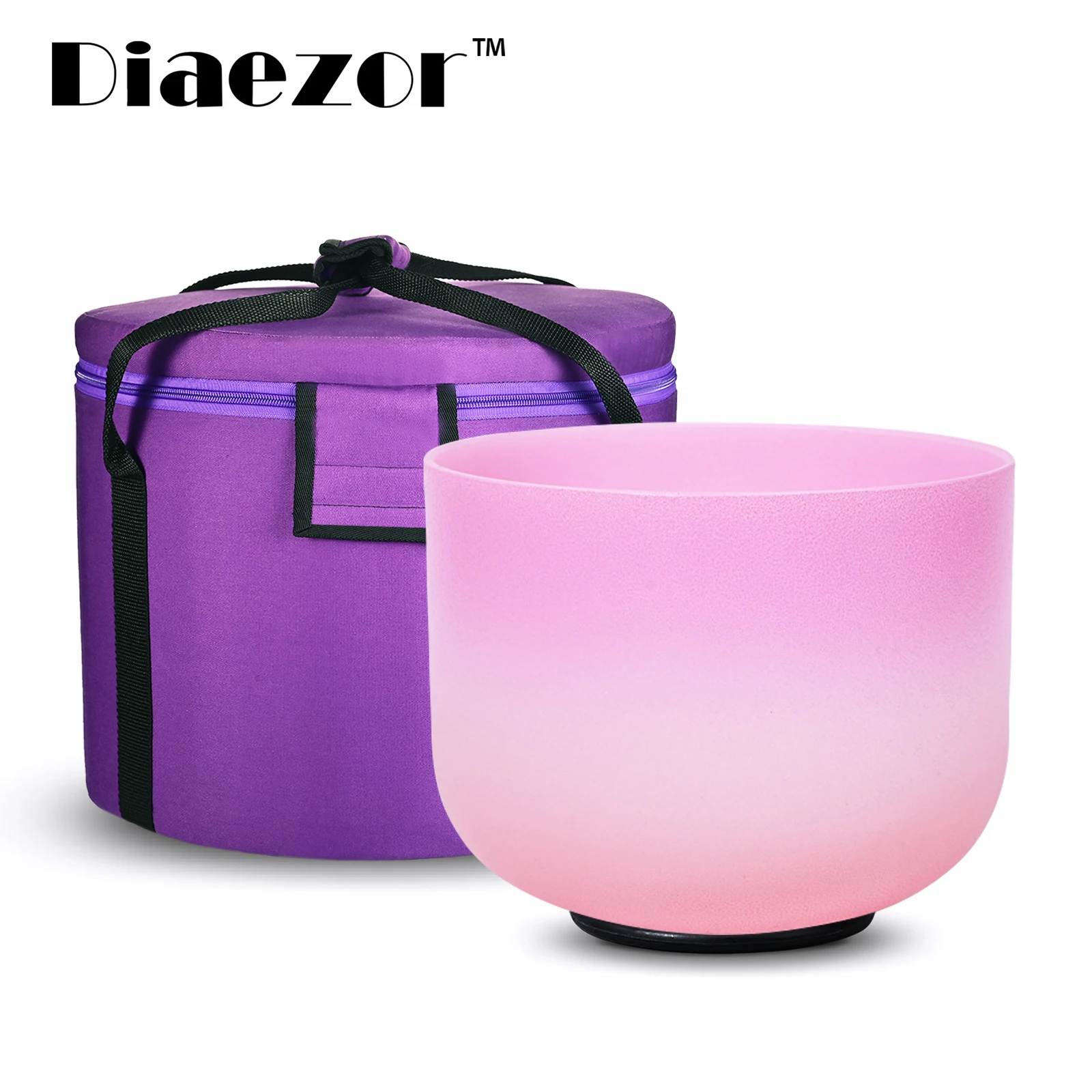 

8 Inch F Heart Chakra Pink Candy Colored Frosted Crystal Singing Bowl 8" F with Traveling Purple Carry Case for Meditation
