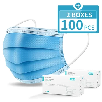 

100Pcs Disposable Earloop Face Mouth Masks 3 Layers Anti-Dust Mask Face Mask Prevent Virus Mask Disposable Mask Dustproof Mask