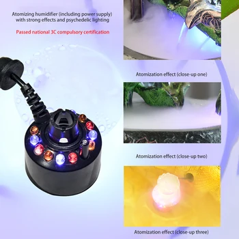 

Aquarium Mist Maker 12 Led Lighting Pond Fog Maker Fog Machine Air Humidifier Landscape Decoration For Fountain Pond Aquarium