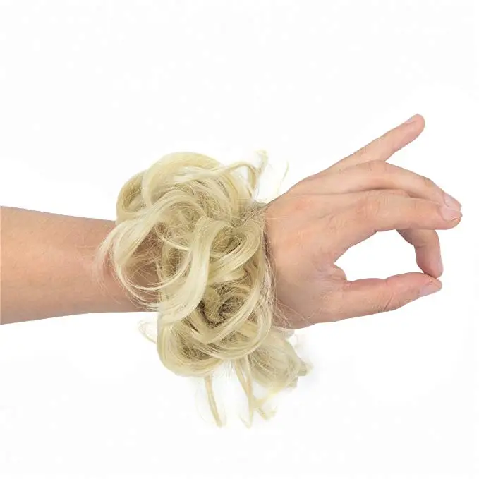 Similler Synthetic Hair Bun Chignon Ladies Ponytail Hair Extension Scrunchie Elastic Wave Curly Hairpieces Scrunchie Wrap