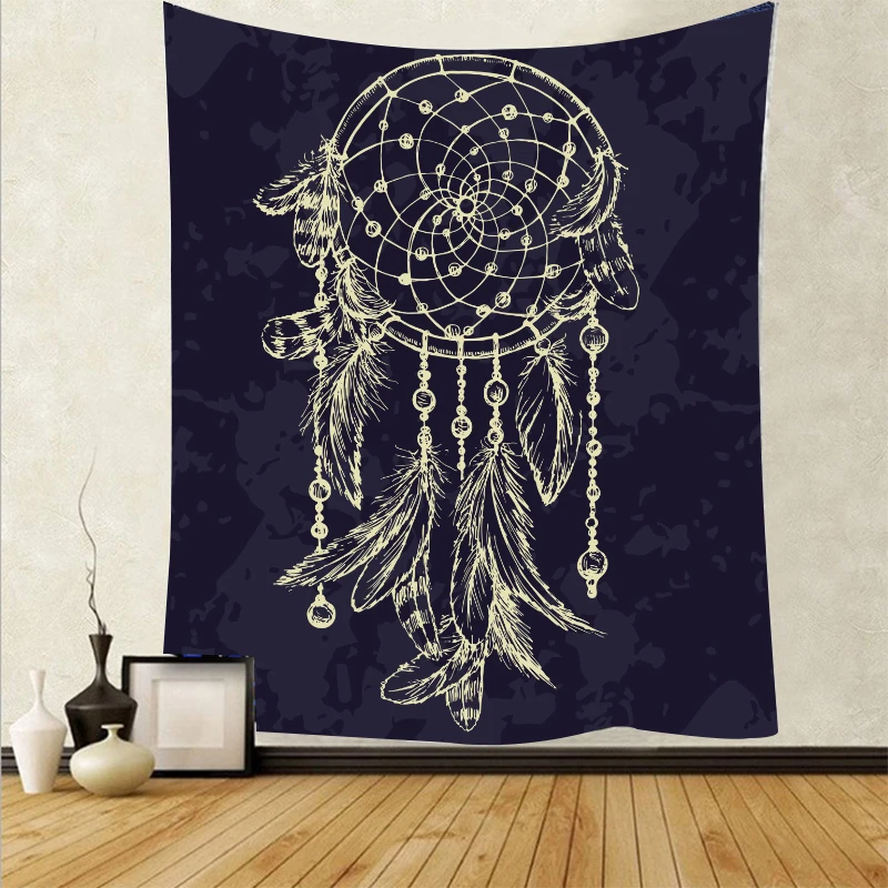 Dreamcatcher Tapestry Psychedelic Feather Wall Hanging Art Tapestries Wall Cloth Carpet Background Yoga Mat Home Decor tapestry decor
