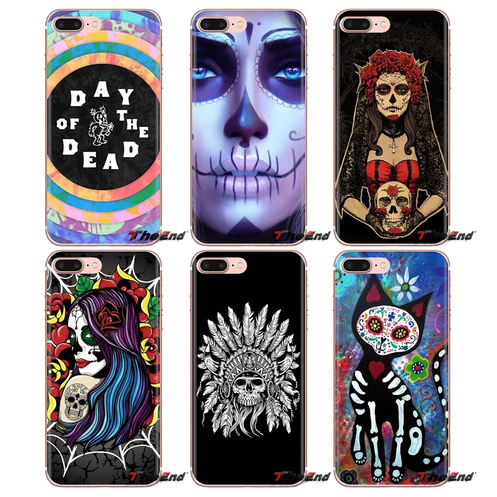 Covers For Samsung Galaxy S2 S3 S4 S5 MINI S6 S7 edge S8 S9 Plus Note 2 3 4 5 8 Coque Fundas Mexican Day of the Dead tattoo girl |