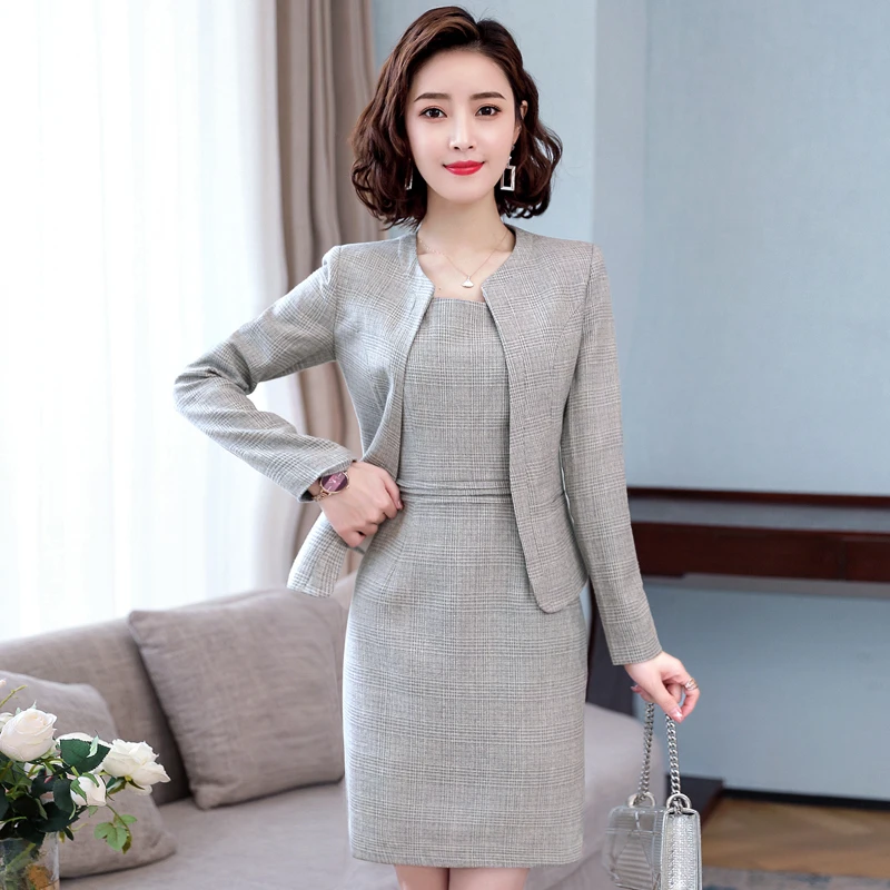 Elegant Grey Long Sleeve Formal Uniform 