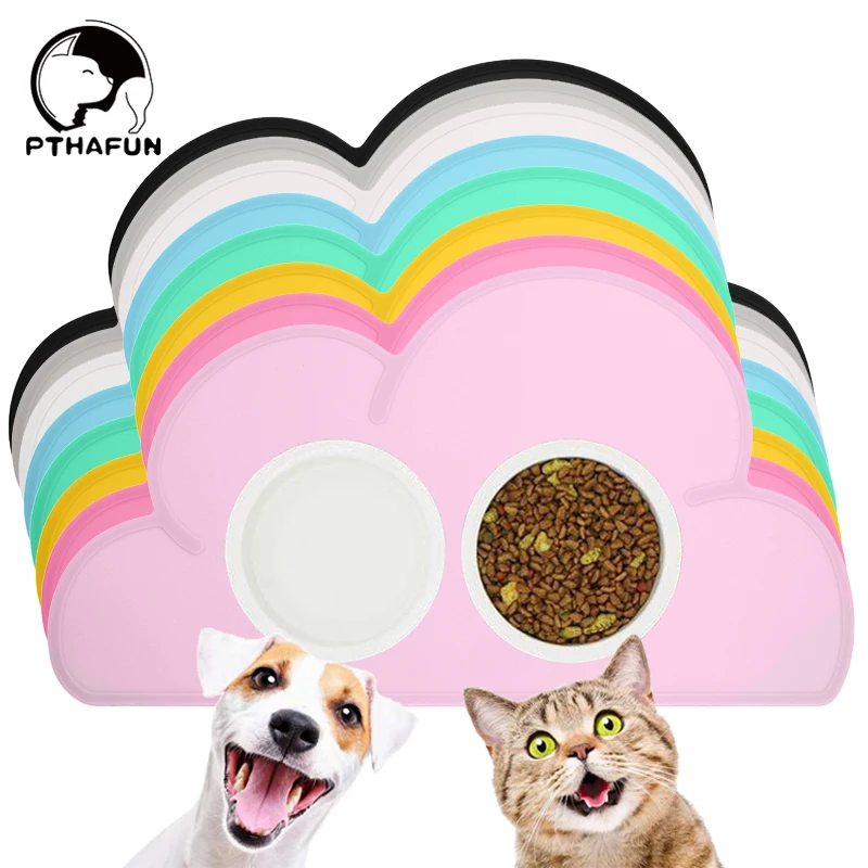 PTHAFUN-Mantel Individual para mascotas, perros y gatos estera para, para evitar el desbordamiento de comida y agua, adecuado para mascotas medianas y pequeñas, de silicona