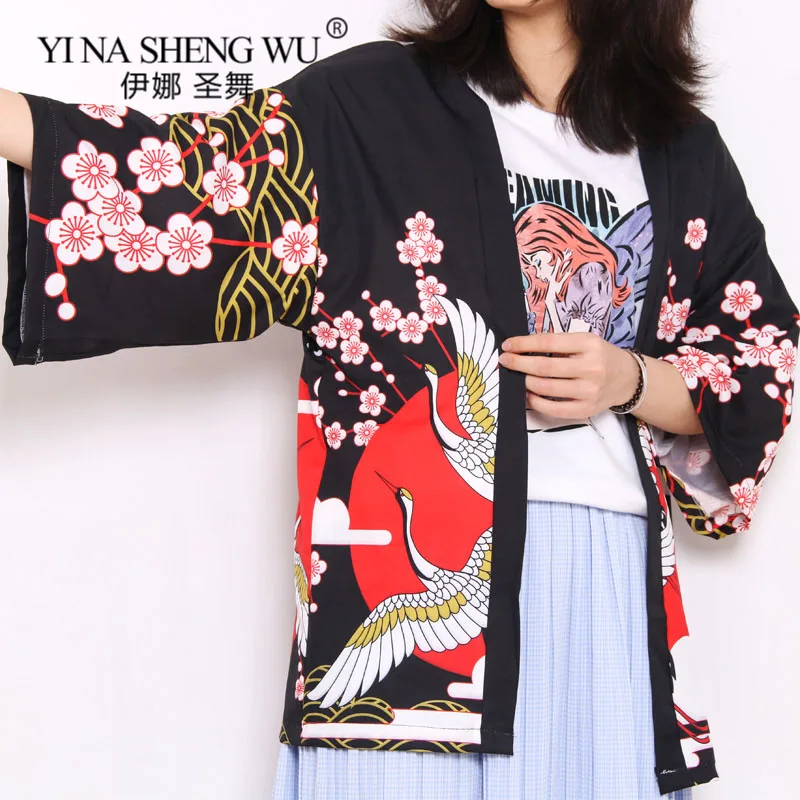 Kimono Women Asia Japanese Kimono Cardigan Cosplay Blouse Neutral Man Japanese Yukata Female Summer Beach Casual Coat