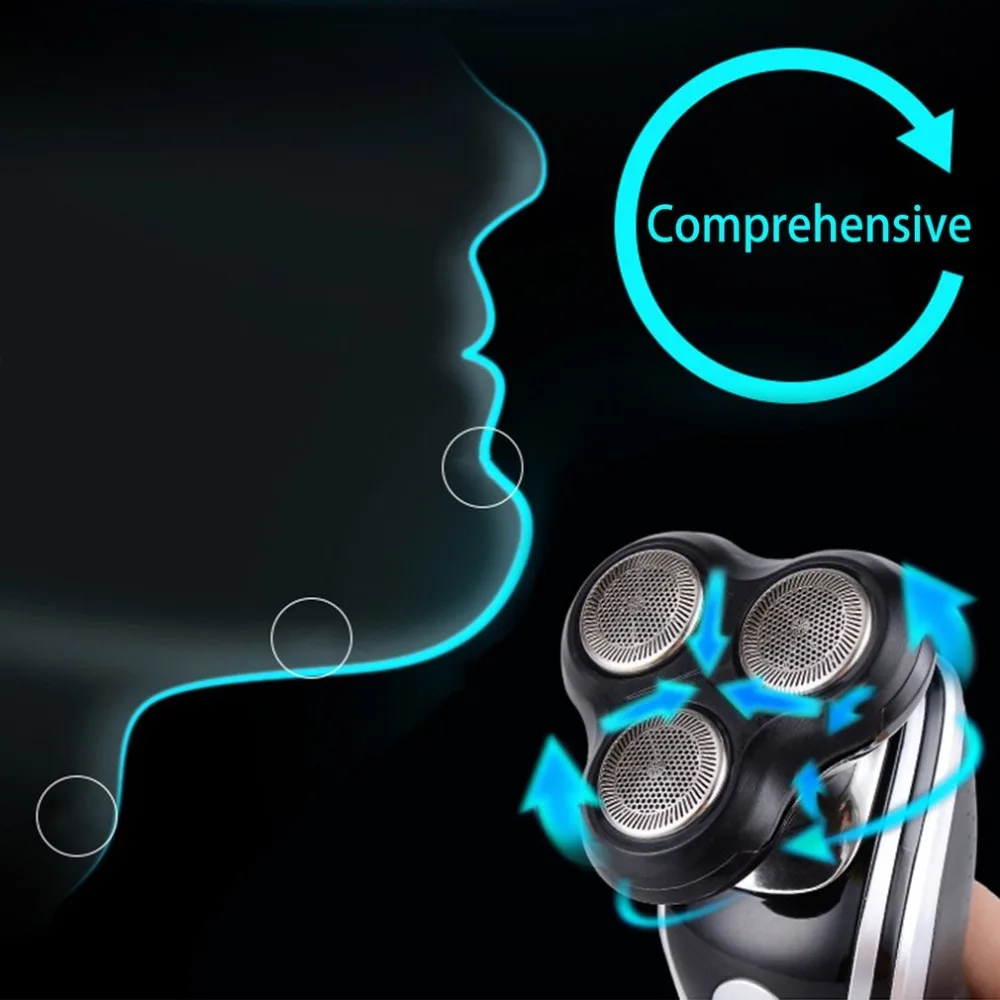 5-in-1 4D 3 Blades Electric Shaver Waterproof Rotating Electric Razor Beard Clipper Nose Hair Cutter