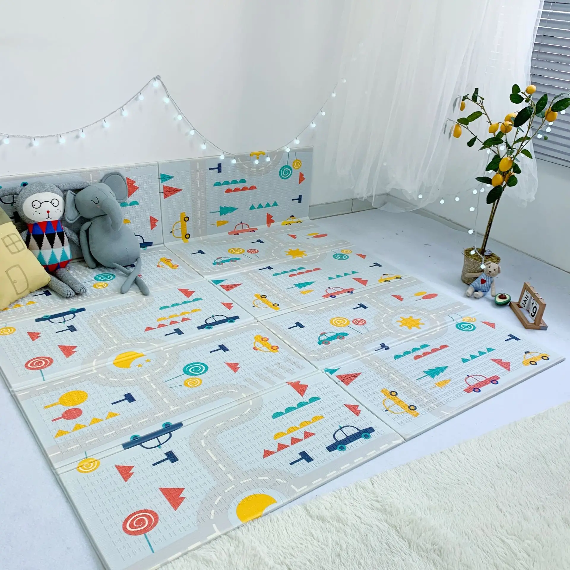 

Crawling Mat XPE Baby Playmat Foldable Play Double-sided Mat Children Toys Waterproof Thick Home Kids Room Puzzle Road Carpet