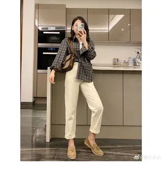

Women Harem Jeans Pants Fashion High Waist Loose White Denim Jeans Female Buttons Trousers Spring 2020 Streetwear