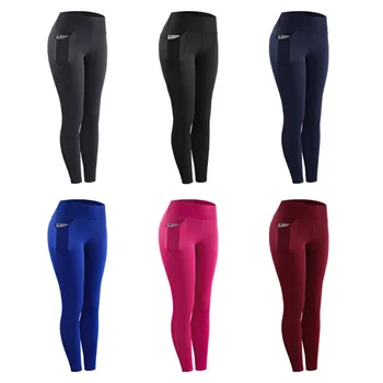 

Woman Quick-Drying Pockets Pants Breathable Trousers Gym Workout Outdoor Print Tight-fitting Stretch Sports Pants