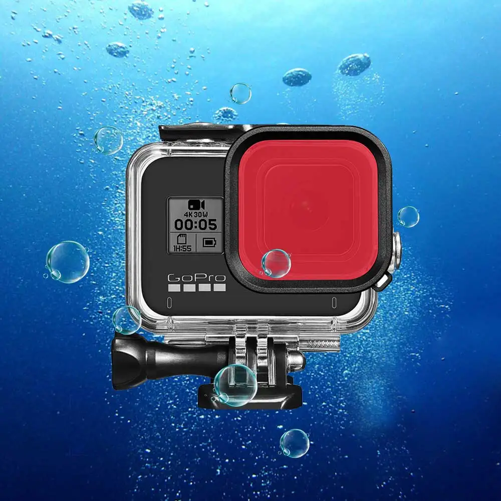 Фильтр для дайвинга для Gopro 8, Черный Водонепроницаемый чехол для подводного плавания, фильтр для дайвинга, красный, розовый, фиолетовый, для Go Pro Hero 8, аксессуар