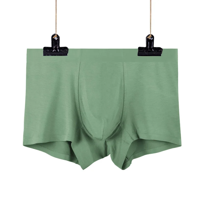 Grass green Мужские боксеры Мужское нижнее белье боксеры мужские мягкие облегающие бесшовные u-выпуклые шорты мужские сексуальные трусы - Цвет: Grass green