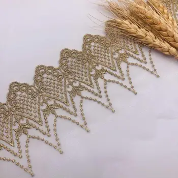 

5Yards Gold White Thread Lace Mesh Embroidery Clothing Accessories Exquisite Flower Skirt Hat Trims Accessories 10cm