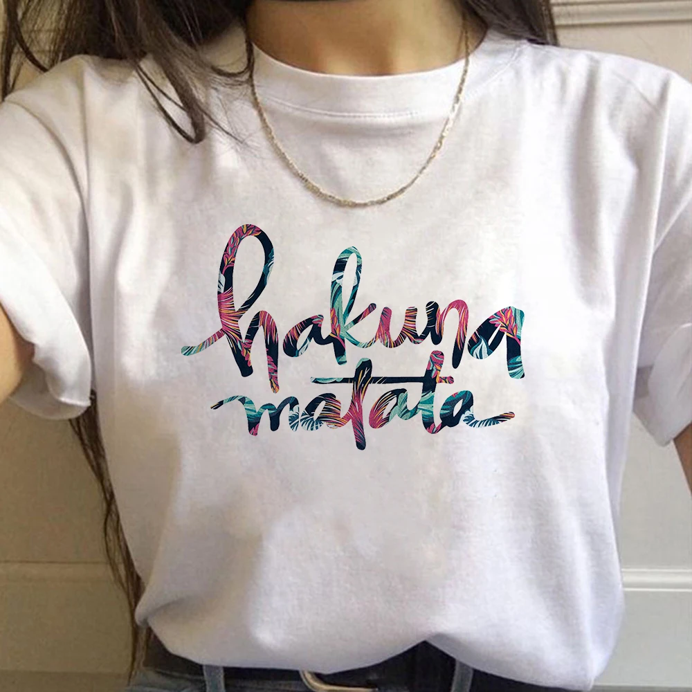 Летняя футболка для женщин Акуна Матата Harajuku с буквенным принтом модные носки