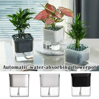 

Self Watering Planter Flower Pots with Automatic Irrigation System Modern Decorative Gardening Pots for Indoor Plants QP