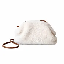 Натуральная кожа стиль ягненка облако сумка зимой объемные округлые формы Кошельки
