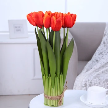 

12 Artificial Tulip Flowers Bouquet Real Touch Flowers Tulip Bouquet Mariage For Home Party Wedding Decorations Fake Flower